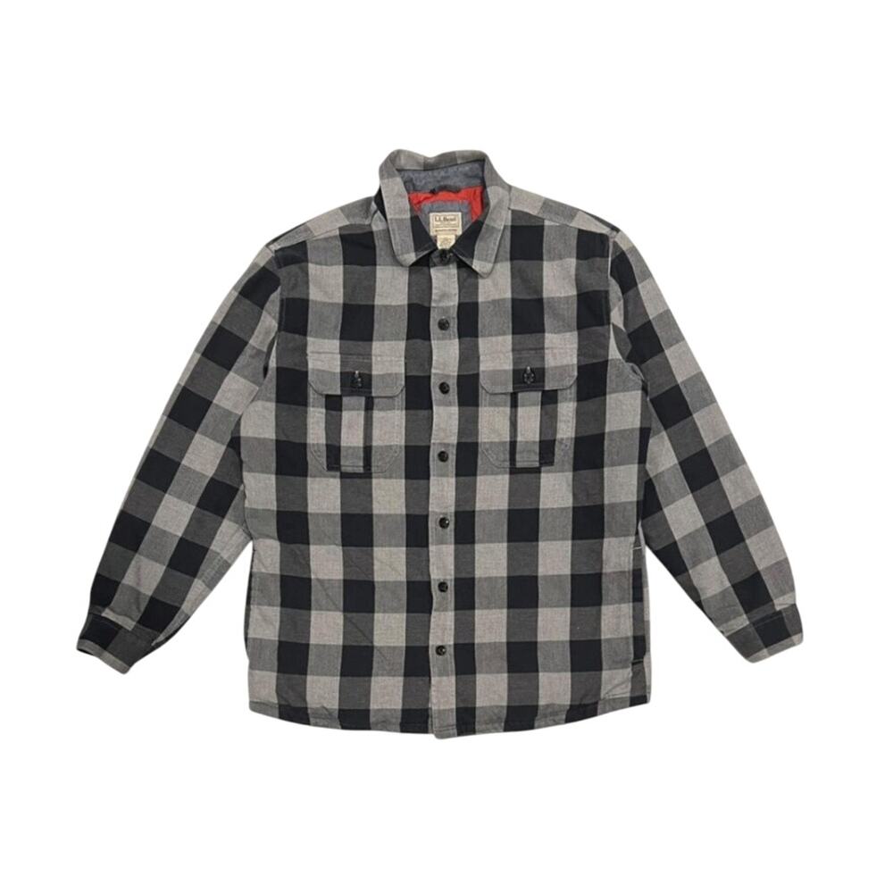 ★ L.L. Bean (Black & Gray) Plaid Button Down Flannel Shacket ★